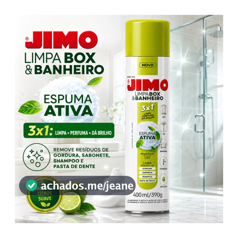 Limpa BOX Banheiro Spray JIMO 400ml Limpeza Profunda