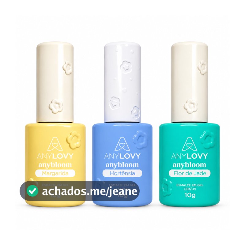 Kit 3 Esmaltes em Gel AnyBloom AnyLovy LED/UV 10g - Margarida, Hortênsia e Flor de Jade