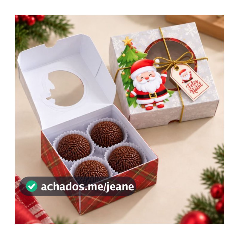 10-30un Caixinha de Natal 4 Doces Alfajor Pão de Mel Lembrancinha Sabonete