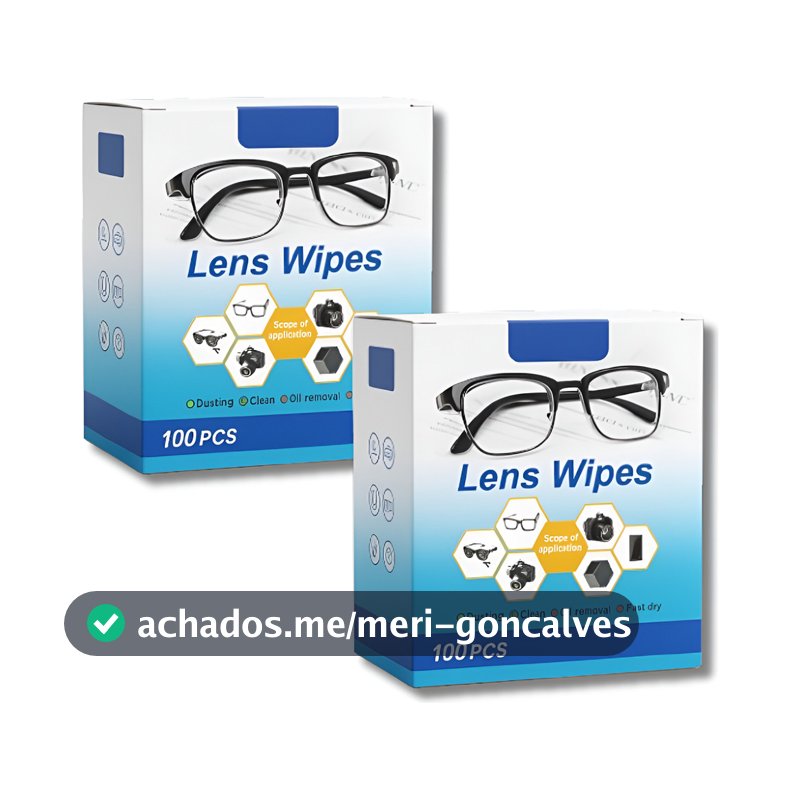 Lens Wipes 200 Lenços Limpa Lentes Óculos Câmeras Multimídia