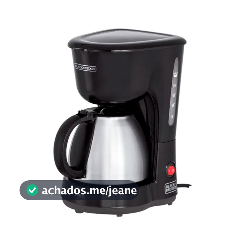 Cafeteira Elétrica Black+Decker CM15 18 Xicaras Filtro Permanente Jarra Inox Corta Pingos 600w Preto