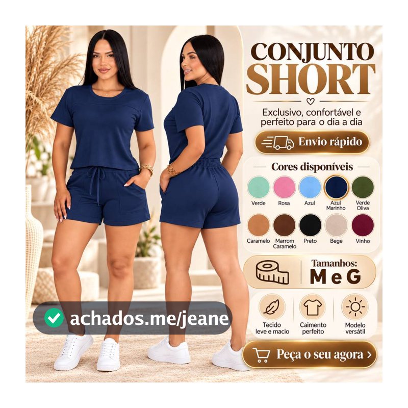 Conjunto Feminino Moletinho Short e Blusa Moda Verão Confortável Elegante Look Casual Tendência