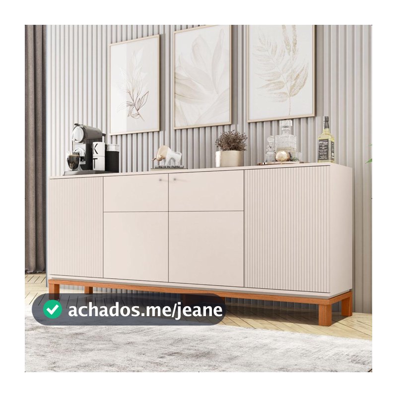 Buffet Aparador 4 Portas Balcão Bege Jace Caemmun