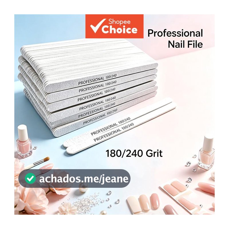 Kit - 50 unidades Lima de Unhas Profissional 180/240 Granulação, Lixa de Papel de Areia para Polimento de Unhas em