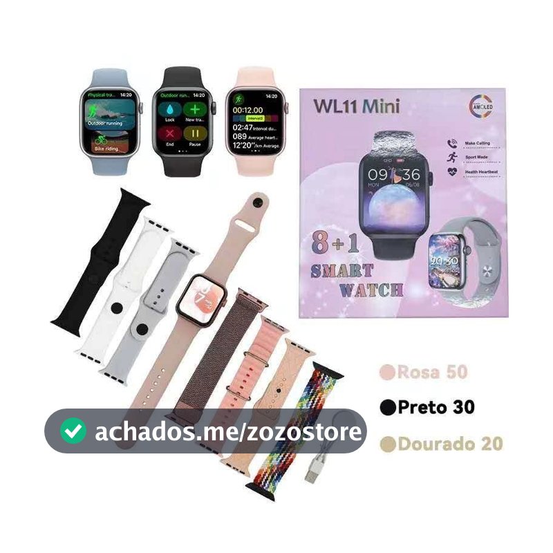 Smart Watch relogio Inteligente séries11 WL11 MINI 38mm com 8 pulseiras Esportes gps unisex