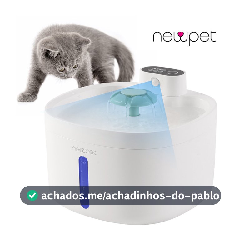 Newpet Bebedouro Fonte de Água Elevado Automático Com Filtro 3 Estágios Para Pet Cachorro Gato com Sensor e Filtro 2.6L