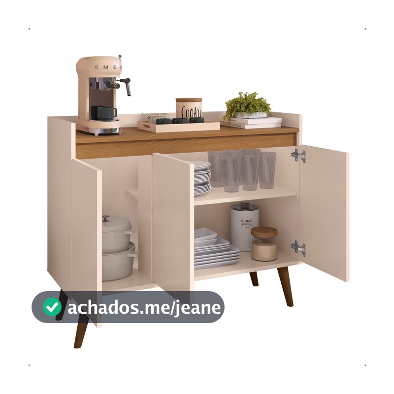 Aparador Buffet Carrefour Cantinho Café Sala Jantar Cozinha 3 Portas Organizador Prático Prateleira