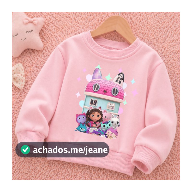 Moletom Infantil menina Desenho Infantil Gaby casa magica delicado flanelado 2 a 12