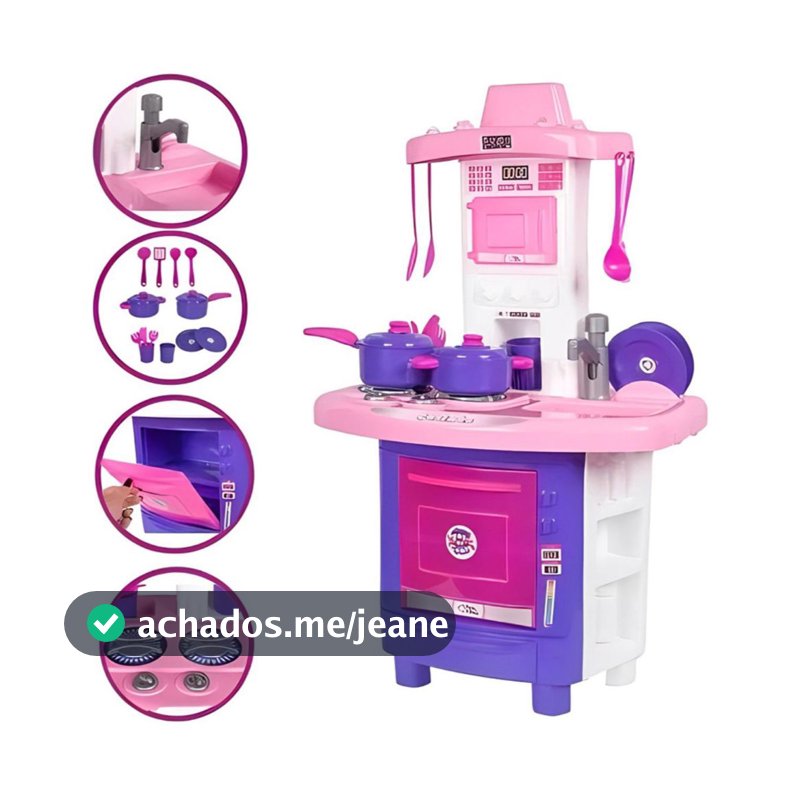COZINHA INFANTIL COMPLETA 70CM SAI AGUA DE VERDADE ACOMPANHA PANELINHAS