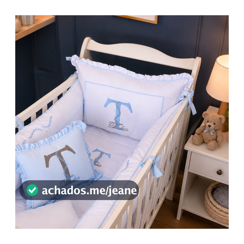 Kit Berço Americano Personalizado Menino/Menina 100% algodão - 08 Peças