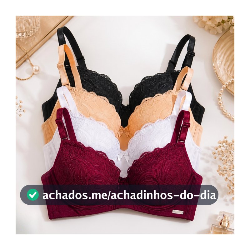 Kit C/4 Sutiãs RENDADO Premium Com Bojo Push Up Reforçado Soutien Efeito Silicione PROMOÇÃO