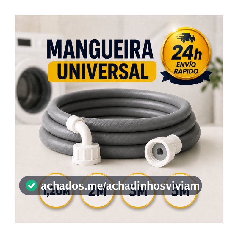 Mangueira de Entrada Máquina Lavar 1,20m 2m 3m e 5 metros Lavadora Louça e Seca Universal Compativel