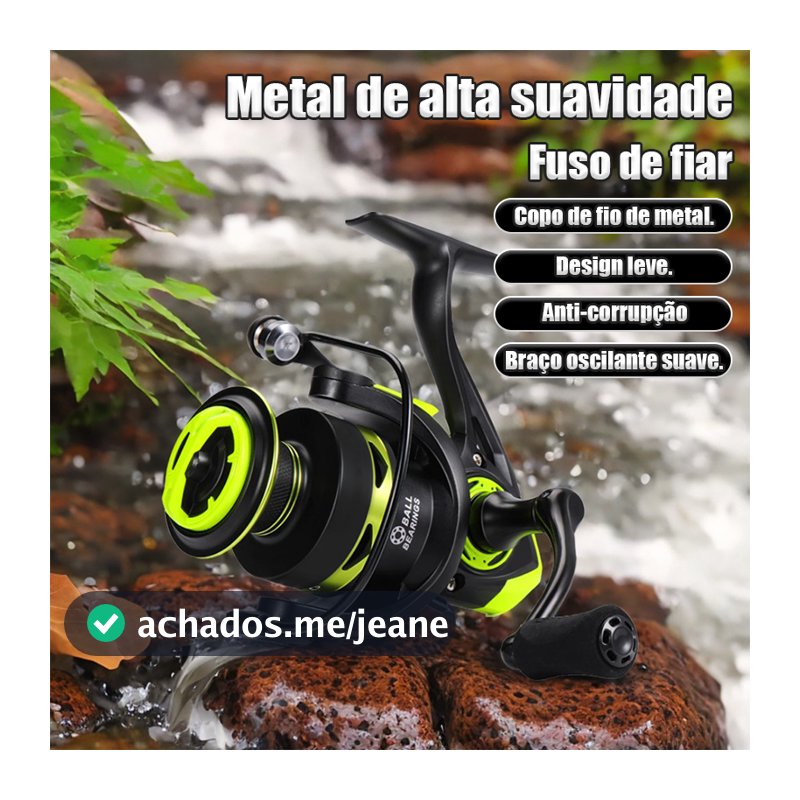 Carretel De Pesca 60Kg 5.2 : 1 Giratório 1000 Com Cabo EVA Fruta Verde Escura
