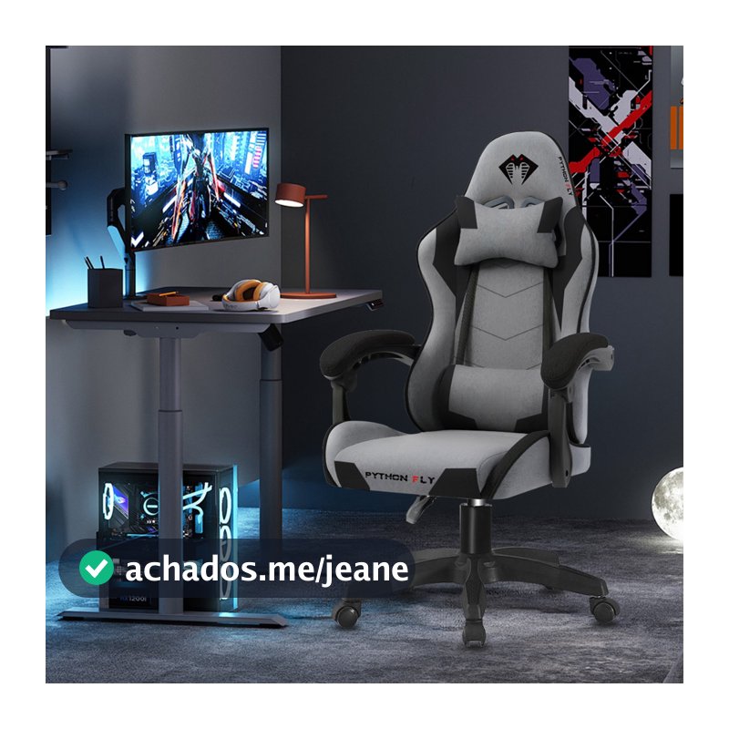 Cadeira Gamer Ergonômica Reclinável Tecido Respirável - Suporte 150kg, Apoio Lombar e Pés, Base Metálica