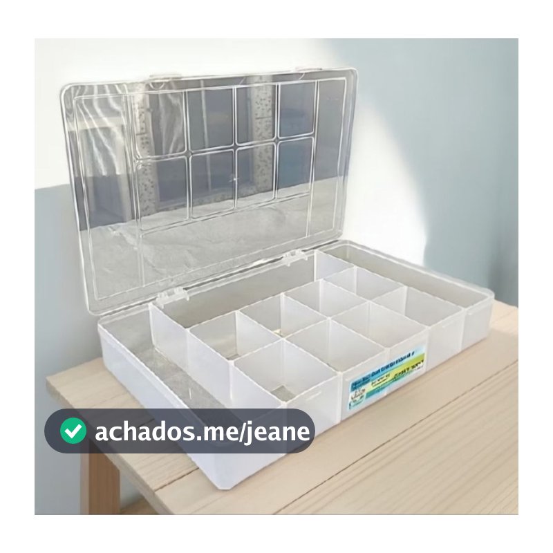 Caixa Box Organizadora M Com 11 Divisórias e Tampa Estojo Plástico Para Ferramentas Parafusos, Prego e Pesca