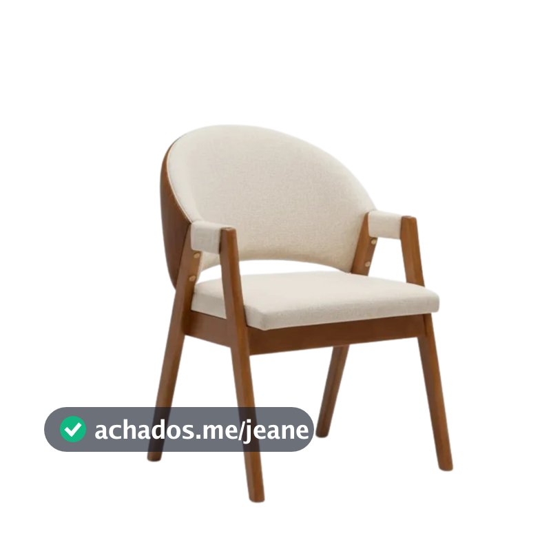 Poltrona Cadeira Marina em Linho e Courino para sala de estar Jantar Conforto, Ergonomia