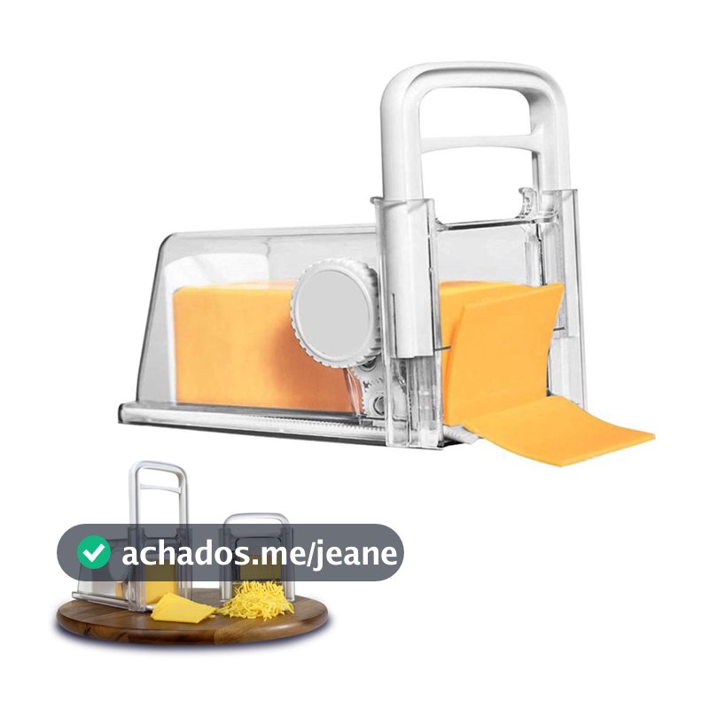 Ralador Cortador Fatiador de Queijo Presunto Manual Lamina Inox 4 em 1 Pote Hermetico Armazenamento Geladeira Cozinha Balcao Multiuso Resistente