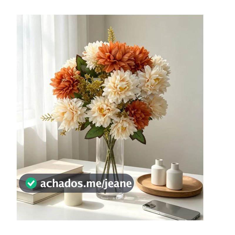 Dália Artificial P/ 30cm | 5 Cabeças de Flor, Diâmetro 7cm Decoração Residencial RM-2604