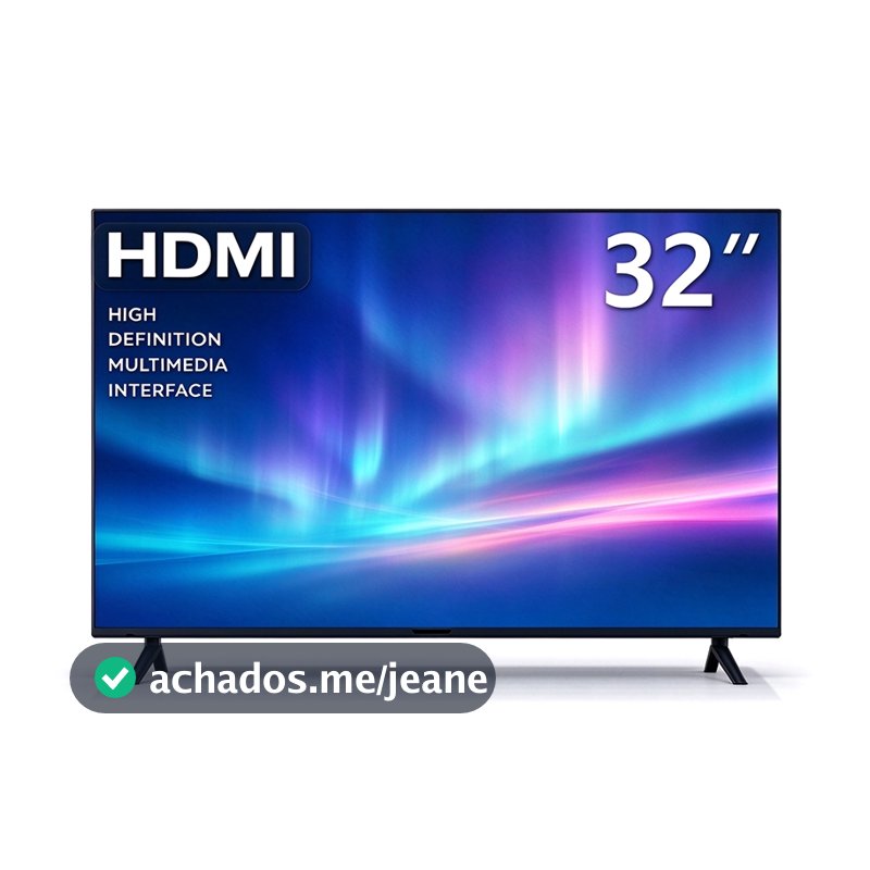 Televisor 32 Polegadas Digital HD LED 2 HDMI 2 USB VGA Conversor Integrado Imagem Nítida para Sala Quarto Escritório TV