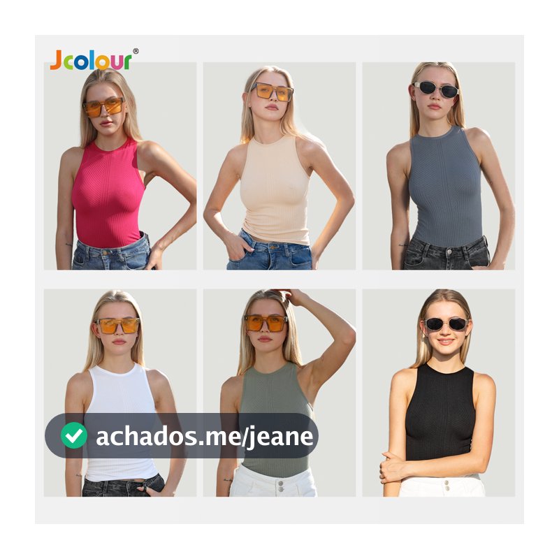 Jcolour Kit 3 Regata Feminino Moda Gringa Verão Básico Casual Trabalho Festa Paty