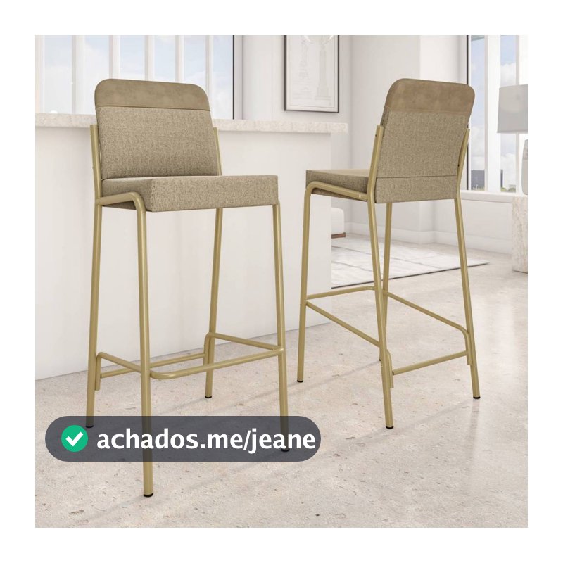 Kit 2 Banquetas Altas Duo Carraro Bamboo e Dourado