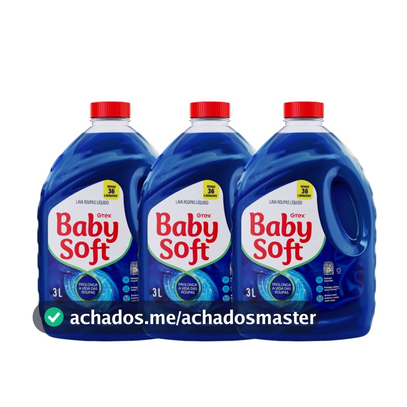 Kit 3 Lava Roupas Liquido Baby Soft Max Performance Azul - 3L