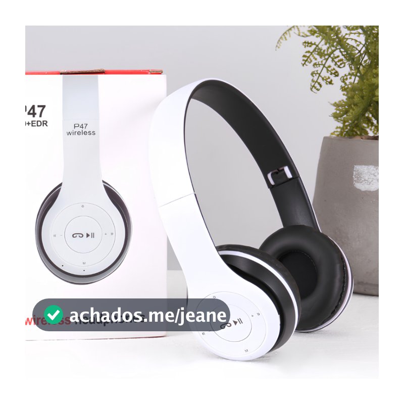 Fone de Ouvido Bluetooth Sem Fio P47 Ajustável Com Entrada Cartão SD e Cabo Auxiliar