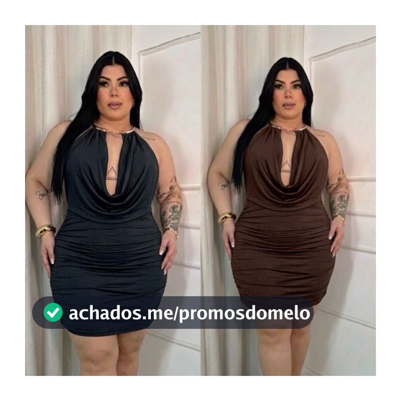 Vestido Argola Colar Plus Size 44 ao 48 Moda Feminina Elegante Look Balada Moda Gringa