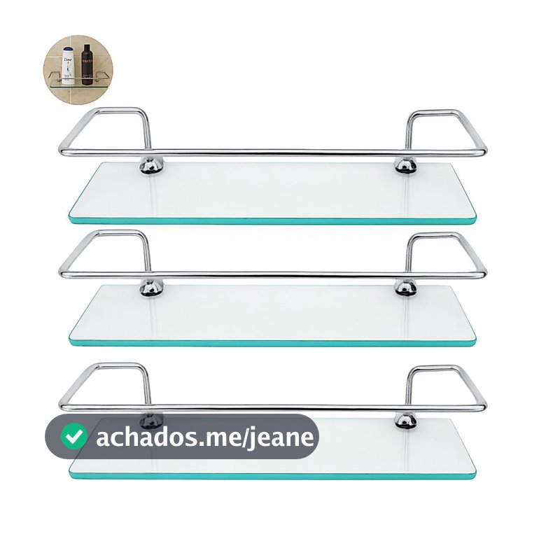 Kit 3 Porta Shampoo De Reto Luxo Prateleira Vidro Para Banheiro Ou Cozinha Organizador De Box