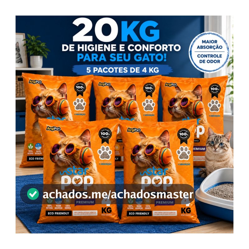 20kg areia sanitaria higienica super premium natural argila absorvente para gatos ecologica