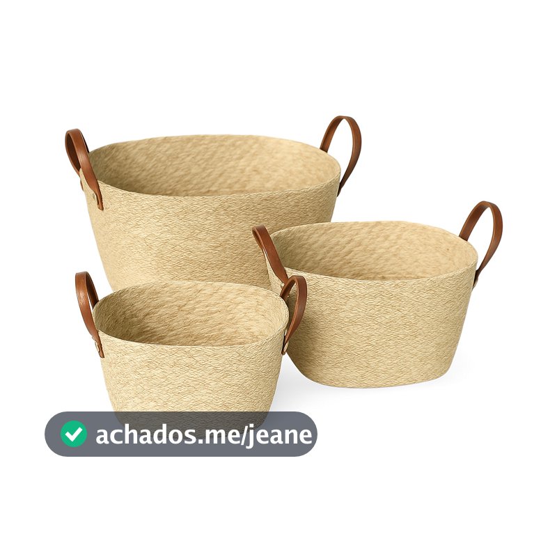 Cesto Organizador Multiuso Fibra Natural Paramount Vaso Cesta Palha Mocca