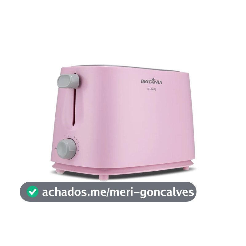 Torradeira Britânia Rosa Lançamento BTR04RS 6 níveis de Tostagem 750W