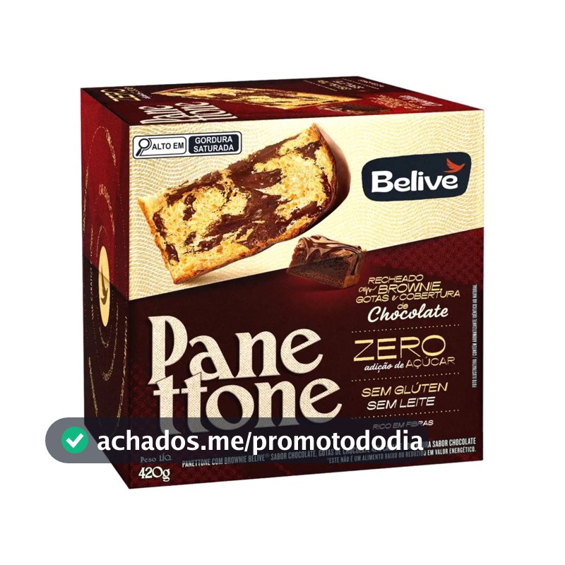 Belive Panettone Zero Açúcar Sem Glúten 420g Sabor Chocolate