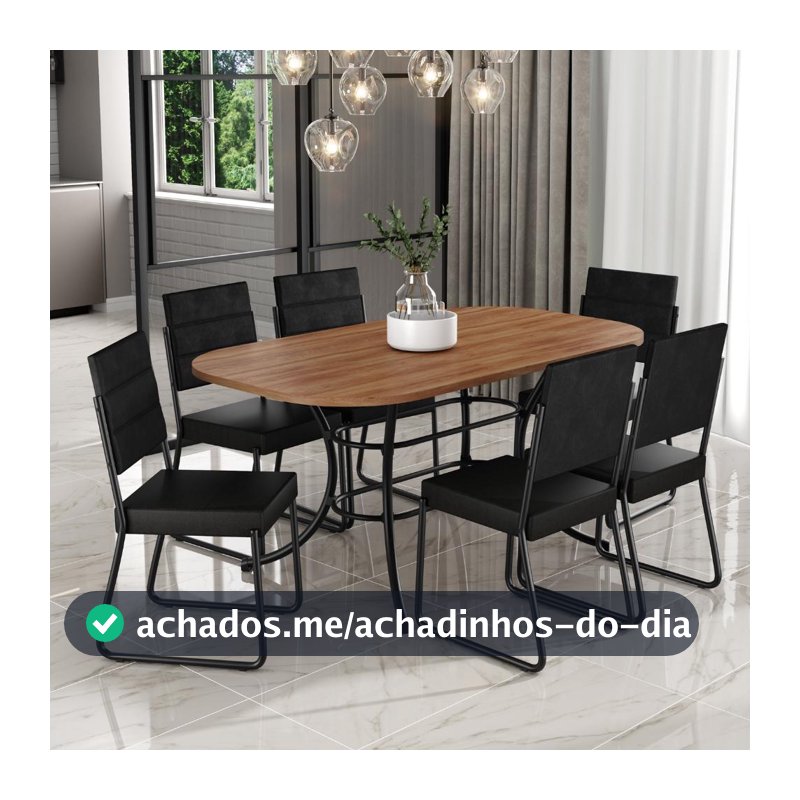 Conjunto Sala de Jantar com Mesa e 6 Cadeiras Fênix Carraro