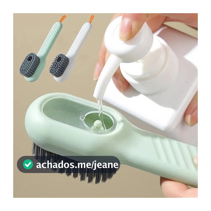 Escova Limpa Sapato Tenis Boné Roupa Com Dispenser Reservatório Sabão Portatil