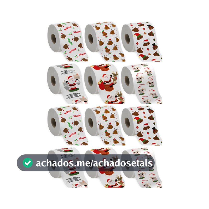 6 Rolo Papel Higiênico Natalino Banheiro Divertido Estampado