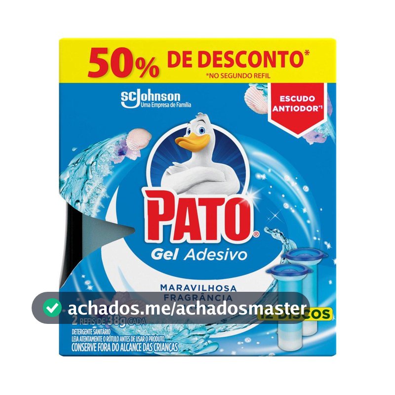 Desodorizador Sanitário Pato Gel Adesivo 2 Refis Marine 12 discos