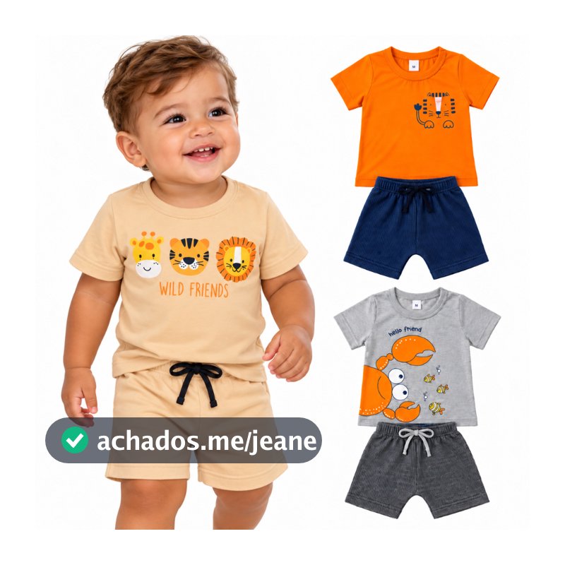 Roupa de Bebe Menino do P/M/G/01 | Conjunto Infantil Bebê Menino Verão Manga Curta Roupa de Bebê verão
