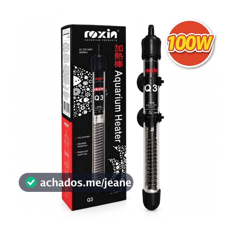 Termostato Aquecedor Roxin HT-1300/Q3 100W – Temperatura Ideal Automática para seu Aquário (50 a 150L)
