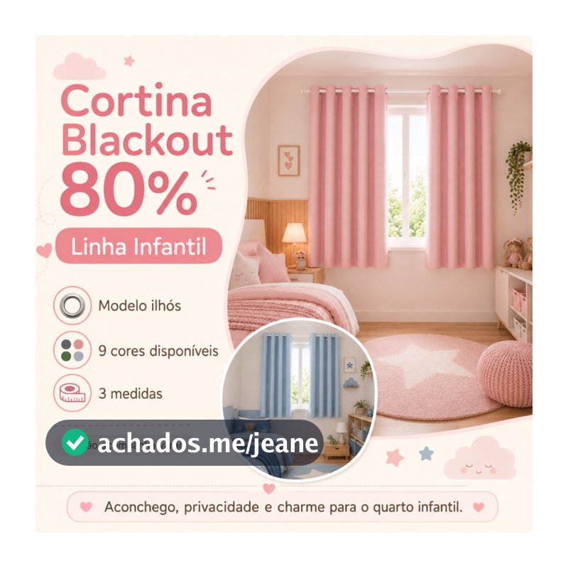 Cortina Blackout Infantil Corta Luz Modelo de Janela | Para Quarto, Sala e Ambientes Decorativos