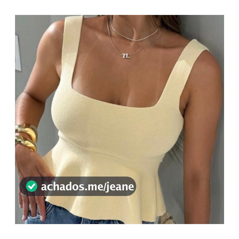 Blusa Feminina Estilosa Regata com Babado Peplum Tricot Modal Verão Realize Tricô Elegante