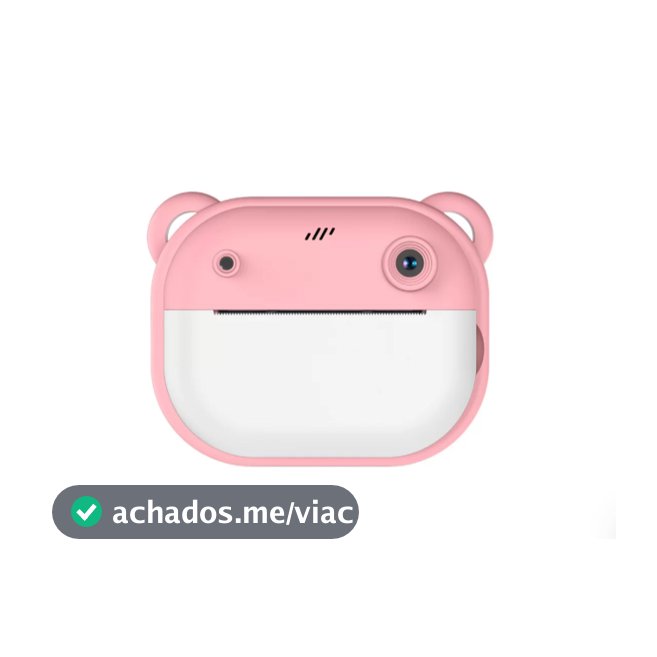 Câmera Infantil Instantânea com Impressão Térmica |Design Ursinho Rosa | Portátil e Recarregável