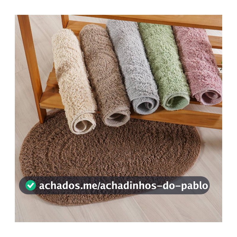 Tapete Banheiro Oval 40x60cm Algodão Macio Alta Absorção