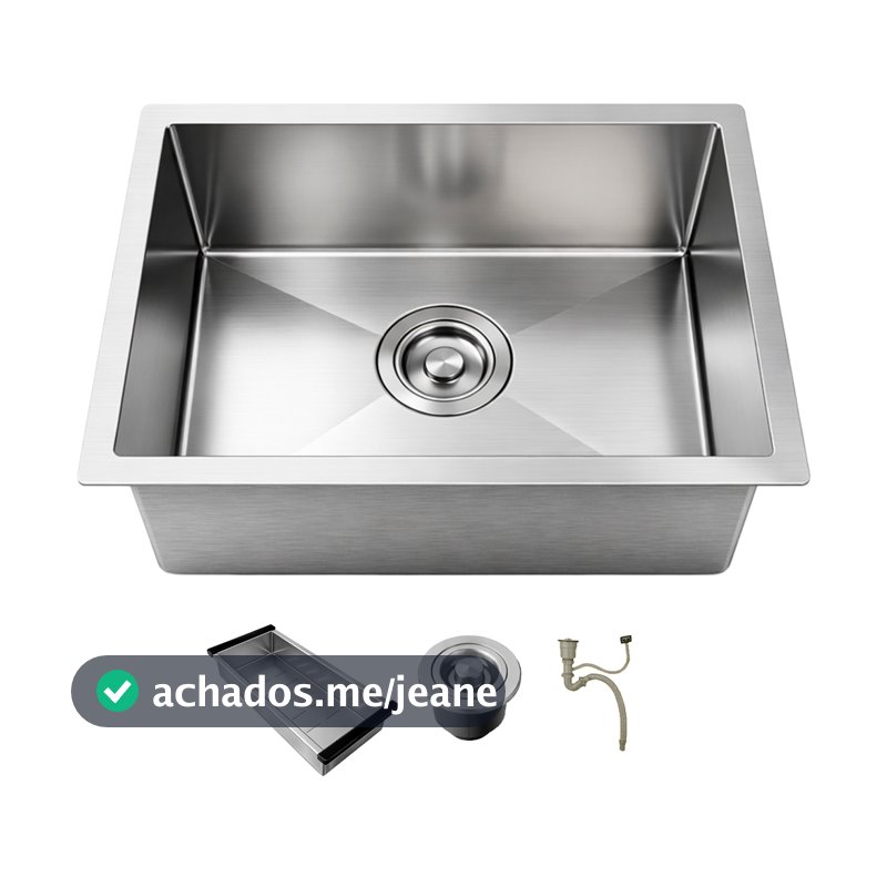 Cuba de Cozinha Quadrada 44x44 Gourmet com Acessórios Premium Aço Inox 304 Escovada Prata Brinovar