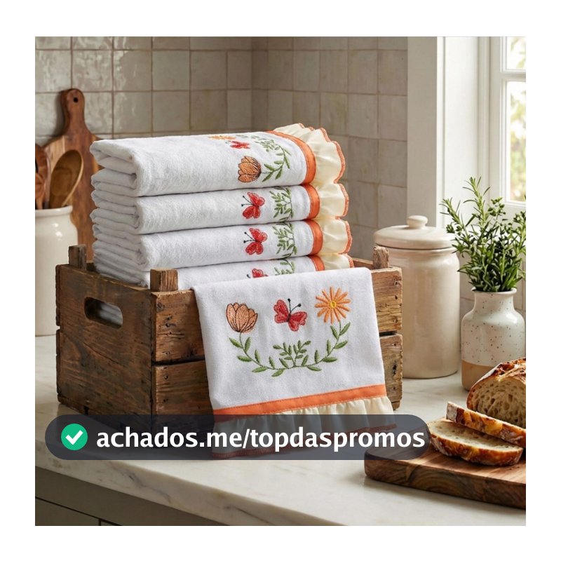Semaninha Pano De Prato Bordado 7 Peças 100% Algodão Coleção Dallas Luxury