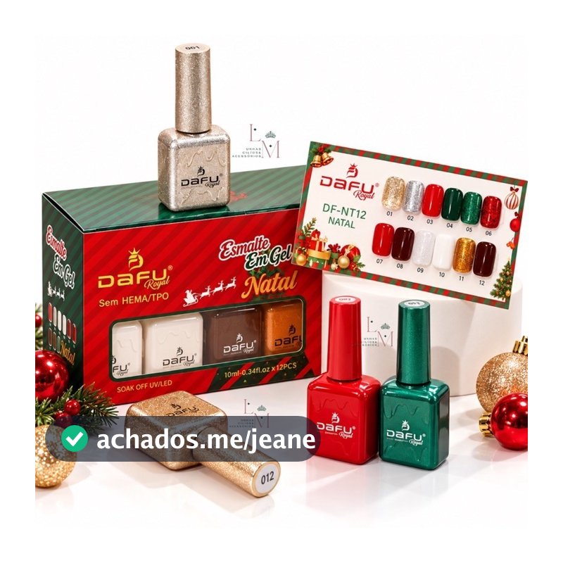 Kit 12 Cores Esmalte em Gel Coleção de Natal Alta Pigmentação Cores Incríveis Natalina Manicure Nail Designer