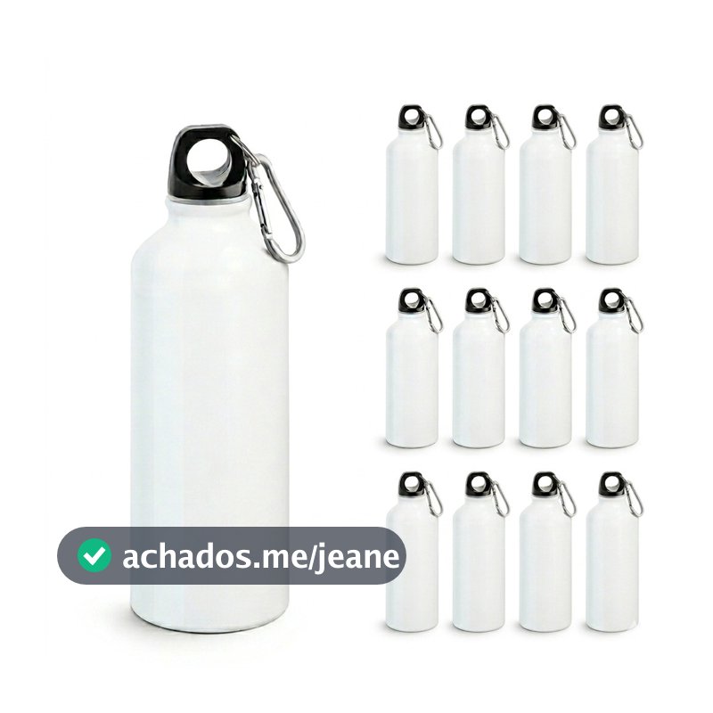 Kit 10  Squeeze Garrafa Mosquetão Sublimação Branco 600ml