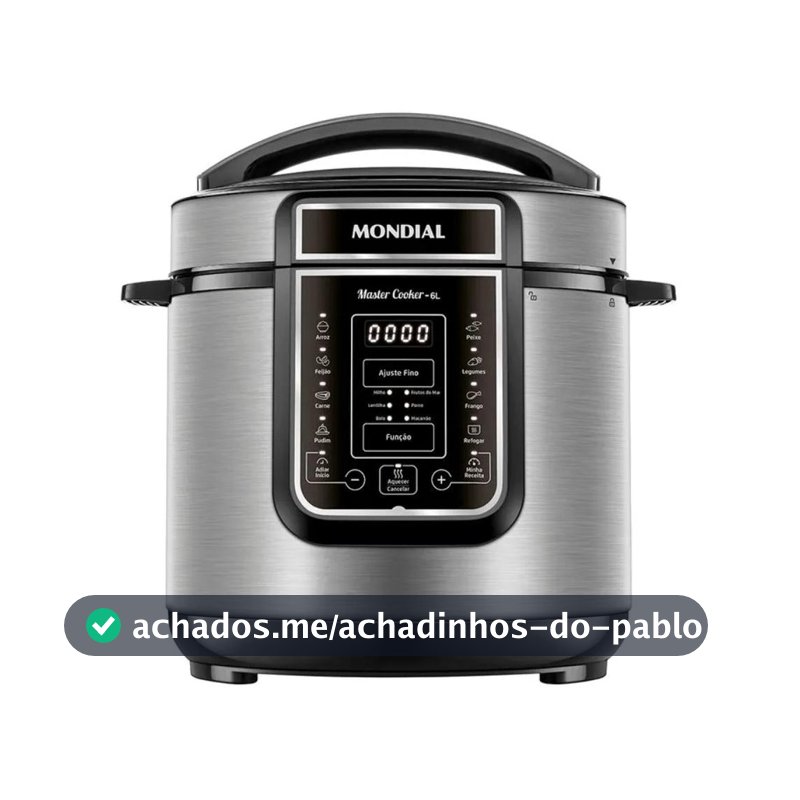 Panela de Pressão Elétrica Mondial 220V 6L Digital Master Cooker PE-60-6L-I Preto/Inox