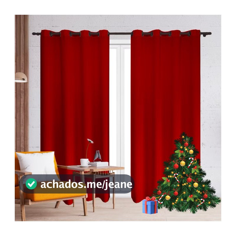Cortina Roma 2,00 X 1,70 Decoração De Natal 2025 , Enfeite Decoração Para Sala VERMELHO