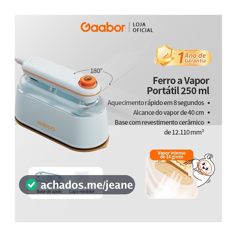 Gaabor Ferro Elétrico 1200W Seco e Molhado com Vapor 6 Furos Pressurizado 127V/220V HM-M03A